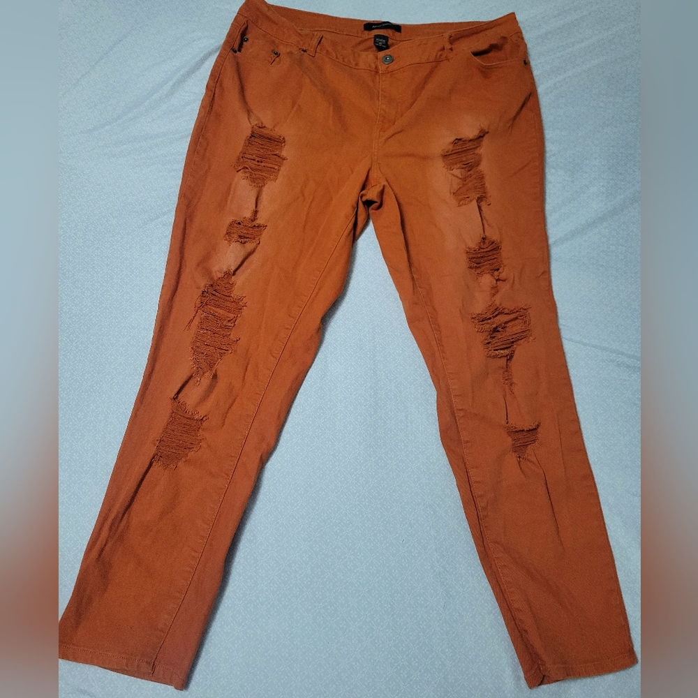 Orange Distressed Jeans
